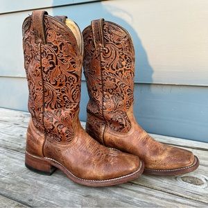 Boulet Embossed Western Cowboy Boots